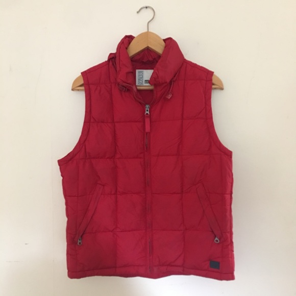 Vtg 90s Abercrombie & Fitch Red Down Puffer Vest - Picture 2 of 7